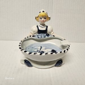 Vintage 50s/60s Japan Handpainted Dutch Girl Ashtray